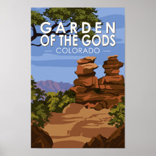Affiche Jardin des Dieux Colorado Vintage