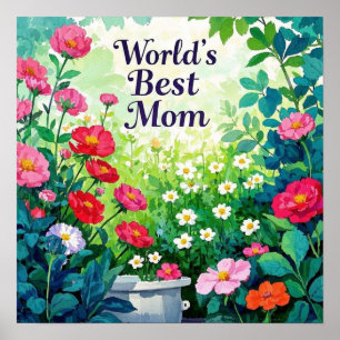 Affiche Jardin des fleurs - Meilleure maman du monde