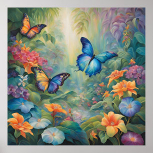 Affiche Jardin des papillons Iridescente