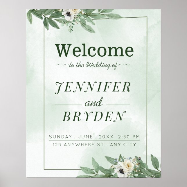 Affiche Jardin d'été Aquarelle Mariage floral (Devant)