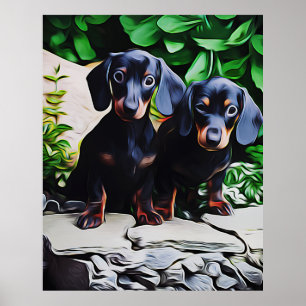 Affiche Jardin d'été Dachshund Chien Anniversaire