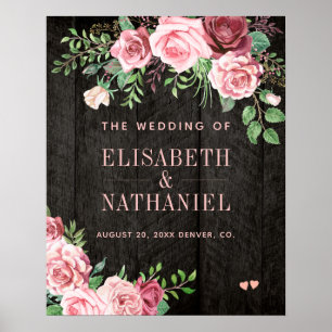 Affiche Jardin d'été rose mariage grange bois signe de bie
