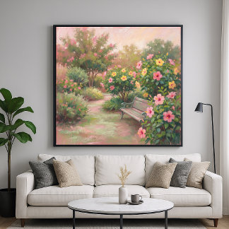 Affiche Jardin d'Hibiscus - Style de peinture pastel