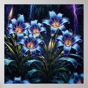 Affiche Jardin d'imaginaire fleuri et lumineux