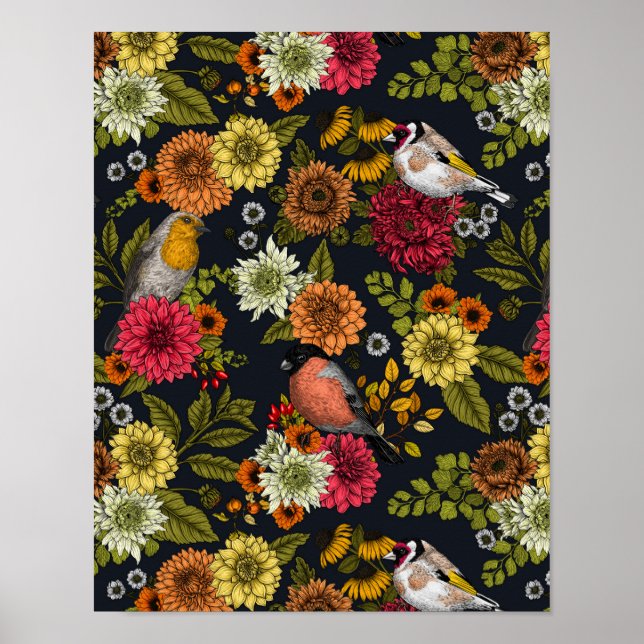 Affiche Jardin d'oiseaux et de fleurs 2 (Devant)