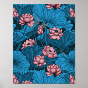 Affiche Jardin du lotus nocturne