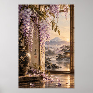 Affiche Jardin du mont Fuji à la glycine violette - Décora