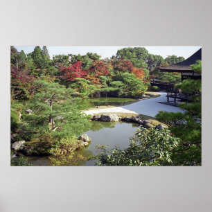 Affiche JARDIN DU TEMPLE NINNA-JI et ÉTANG - KYOTO JAPON