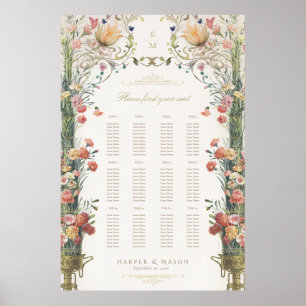 Affiche Jardin Elégance Floral Mariage Carte de siège