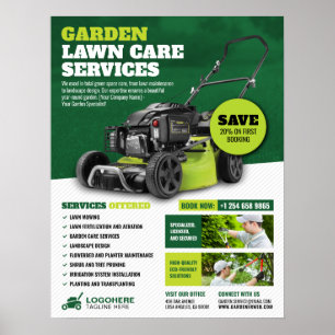 Affiche Jardin, Élevage de pelouse, Services d'entretien d