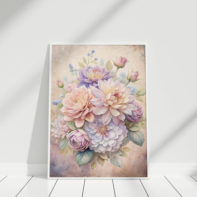 Affiche Jardin enchanté Bouquet Wall Art - Jardin de sorci (Enchanted Garden Bouquet Wall Art - Witch’s Garden in a white frame)