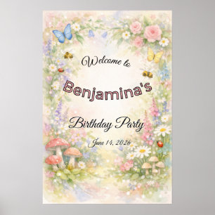 Affiche Jardin Enchanté Papillons et Fleurs Party