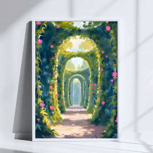Affiche Jardin Enchanté Peinture Aquarelle d'Arche Flora
