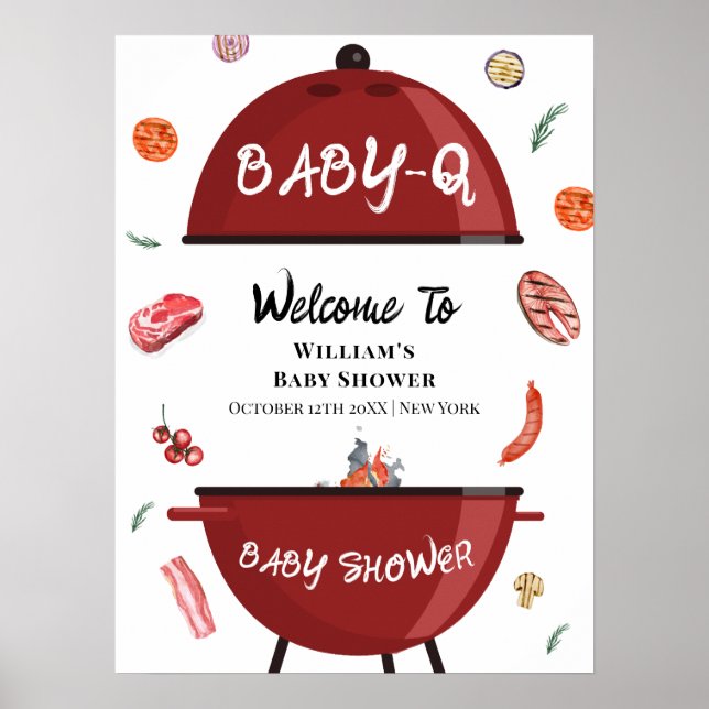 Affiche Jardin extérieur moderne Baby shower barbecue Bien (Devant)