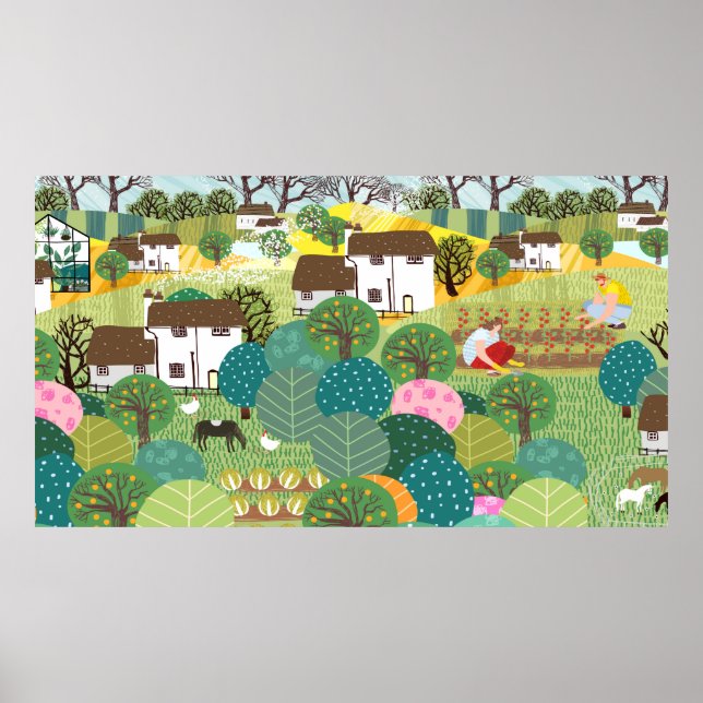 Affiche Jardin, ferme, nature et campagne. illu vintage (Devant)