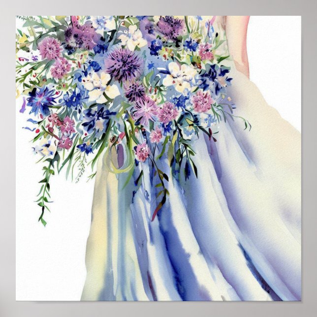 Affiche Jardin fleur sauvage, Bouquet en cascade nuptiale  (Devant)