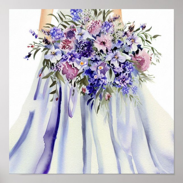 Affiche Jardin fleur sauvage, Bouquet en cascade nuptiale  (Devant)