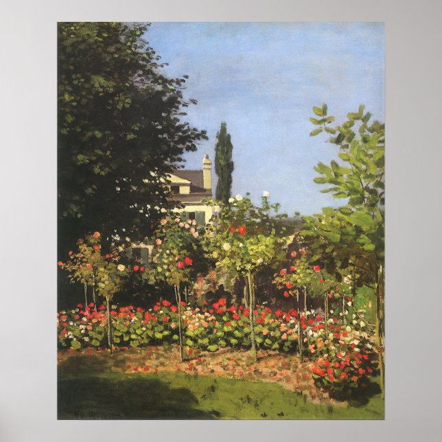 Affiche Jardin fleuri à Sainte Adresse par Claude Monet (Devant)
