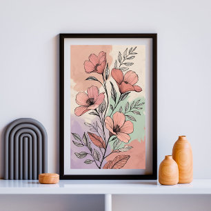 Affiche Jardin fleuri en terre cuite