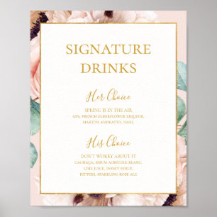 Affiche Jardin Floral Élégant   Boissons Signature Pastel