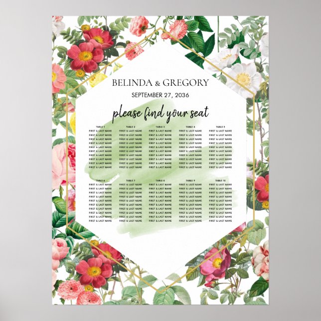 Affiche Jardin floral, Mariage aquarelle (Devant)