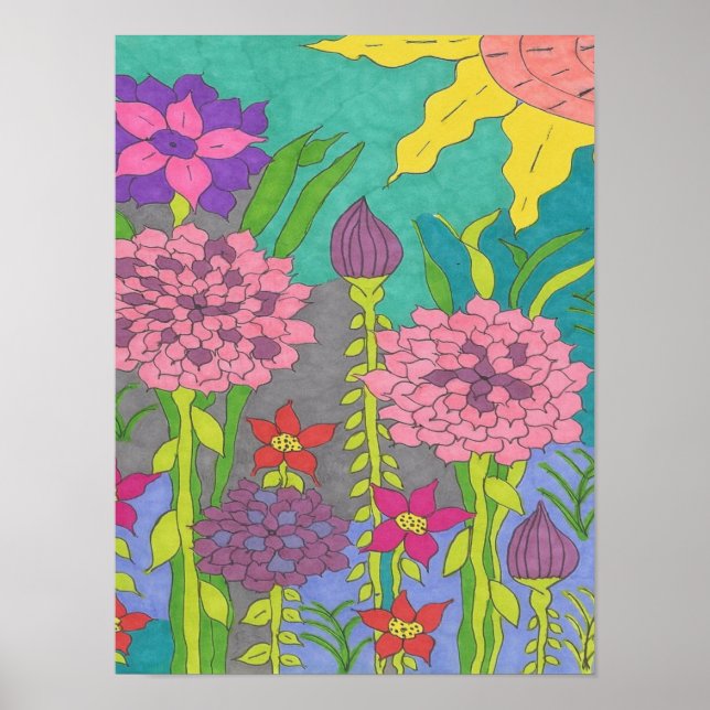 Affiche Jardin floral printanier  (Devant)