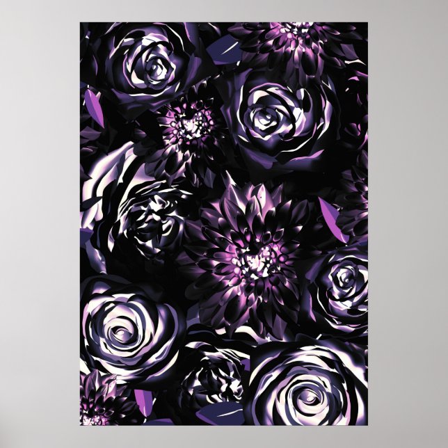 Affiche Jardin foncé Vis mauve Fleurs de Glam (Devant)