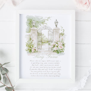 Affiche Jardin français Château Pastel Anneau Jeu Mariage 