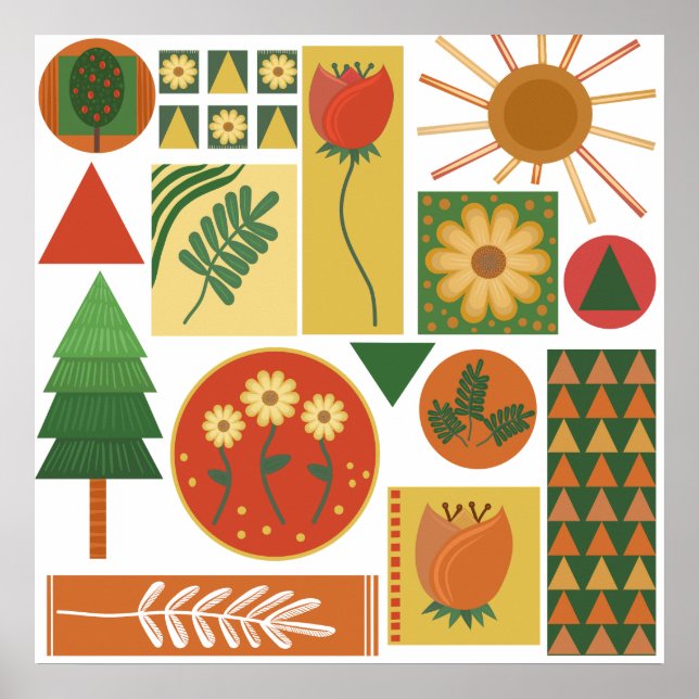 Affiche Jardin géométrique coloré | Amateurs Plantes (Devant)