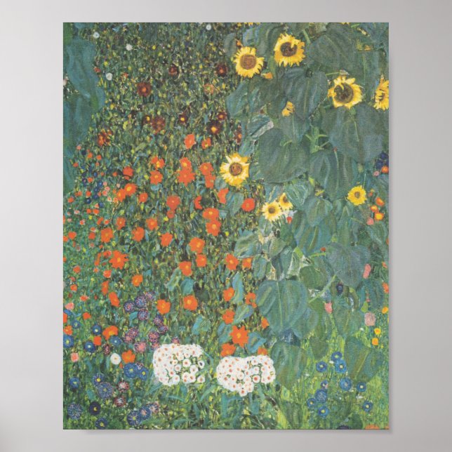 Affiche Jardin Gustav Klimt Avec Fleurs De Soleil Original (Devant)