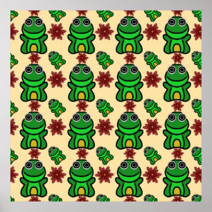 Affiche Jardin Happy Froggy : Grenouille verte mignonne & 