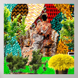 Affiche Jardin intérieur : Silhouette afrocentrique