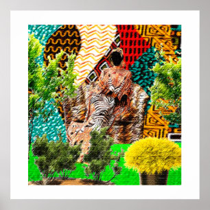 Affiche Jardin intérieur : Silhouette afrocentrique