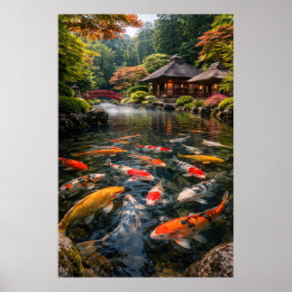 Affiche Jardin Japonais & Étang aux Carpes - Image Photogr