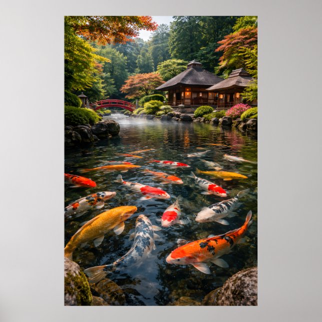 Affiche Jardin Japonais & Étang aux Carpes - Image Photogr (Devant)