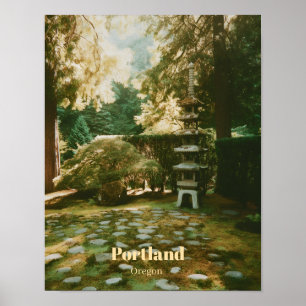 Affiche Jardin Japonais, Portland, Oregon Souvenir