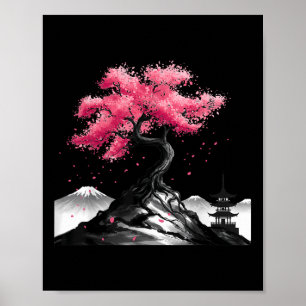 Affiche Jardin japonais Sakura Japon Mont Fuji Cherry Blo