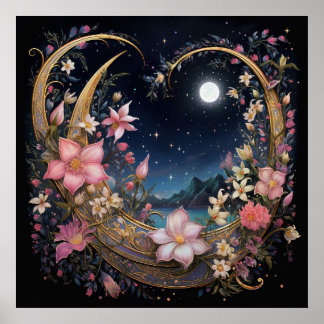 Affiche Jardin Lune Romantique