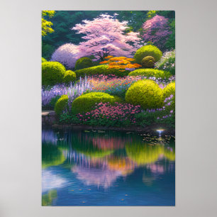 Affiche Jardin luxuriant avec un superbe Sakura Tree