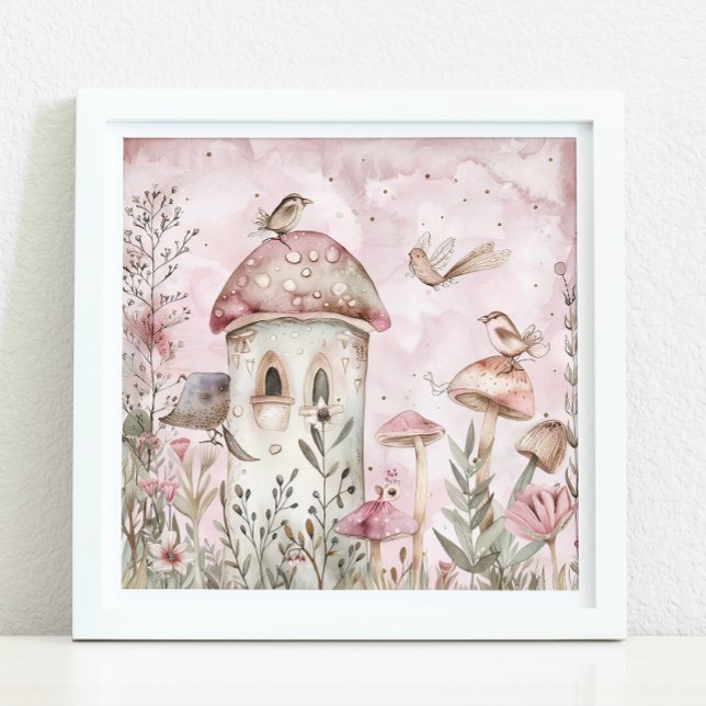 AFFICHE JARDIN MAGIQUE DE CHAMBRE MUSÉE (WHIMSICAL MAGICAL MUSHROOM GARDEN POSTER)