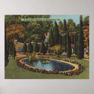Affiche Jardin magnifique à Savannah GA Art Carte postale