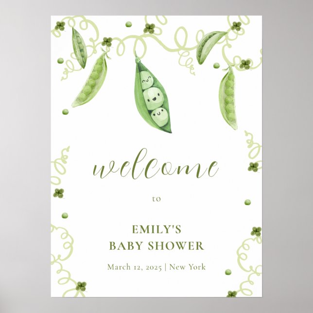 Affiche Jardin moderne Sweet Pea Baby shower Accueil (Devant)