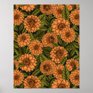 Affiche Jardin Orange Dahlia