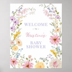 Affiche Jardin Pastel Fleur Bébé en Fleur Shower Bienvenue