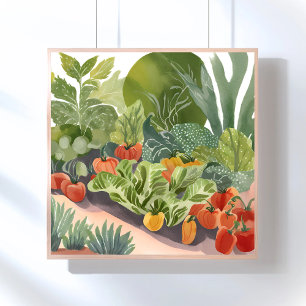 Affiche Jardin potager   Peinture à l'aquarelle