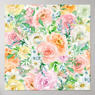 Affiche Jardin romantique Pastel