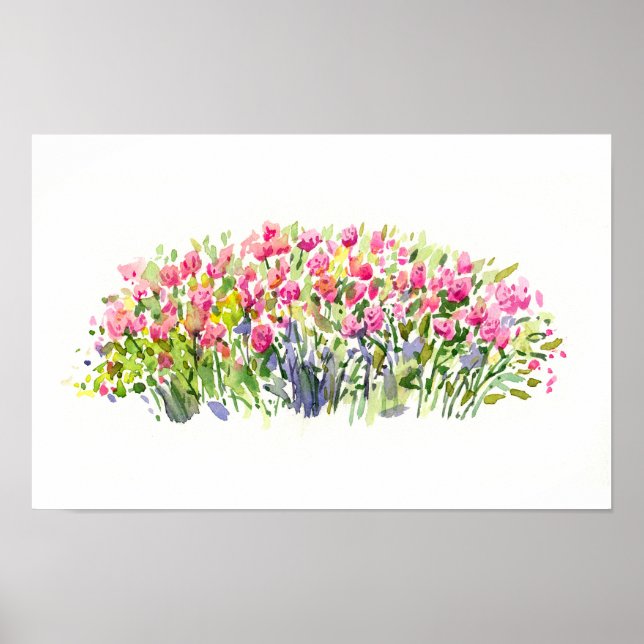 Affiche Jardin Rose Pâle Aquarelle – Accent Floral (Devant)