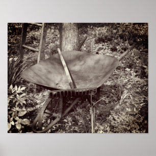 Affiche Jardin Rusty Outils Fleur Jardin Noir Et Blanc