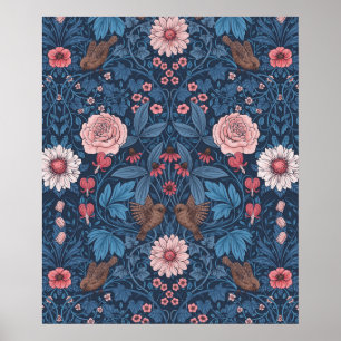 Affiche Jardin sauvage en bleu