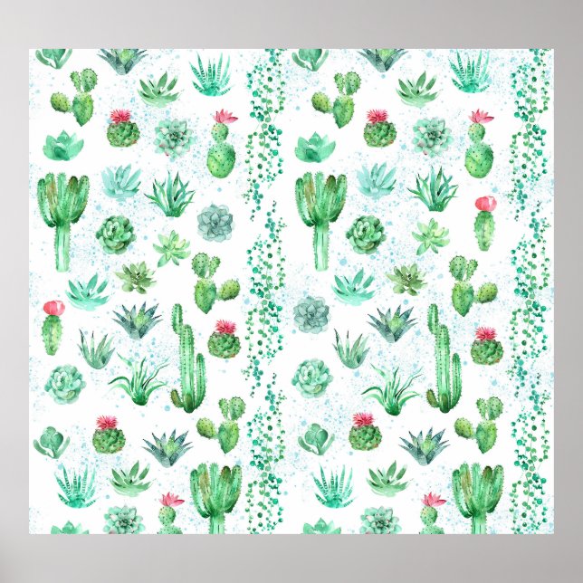 Affiche Jardin Succulent : Aquarelle Arrière - plan sans c (Devant)